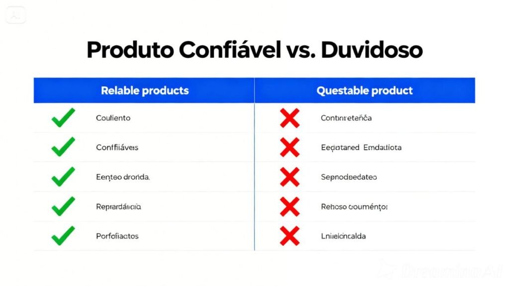 Produto Confiável vs. Produto Duvidoso