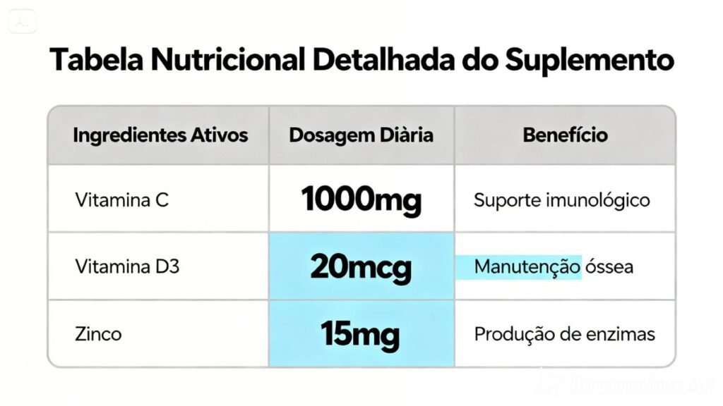 Tabela Comparativa Ingredientes e Suas Funções